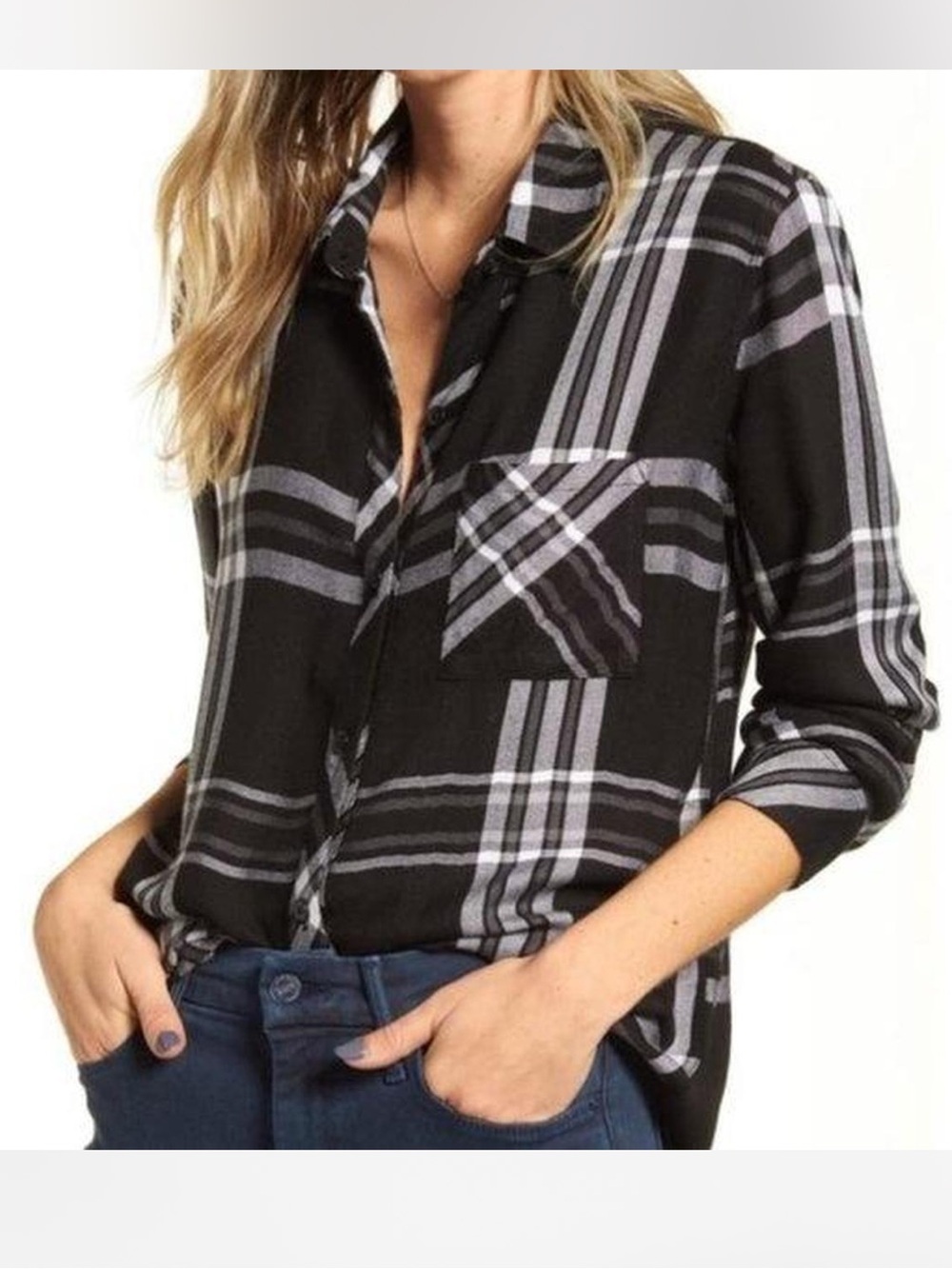 Rails Hunter Plaid Long Sleeve Shirt in Black Storm